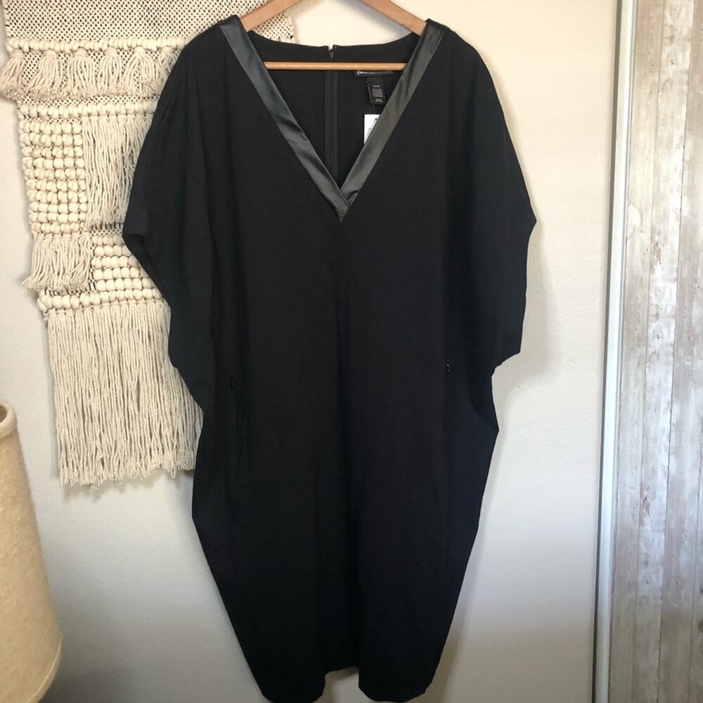 Lane Bryant Black Faux Leather Trim Dress 22/24